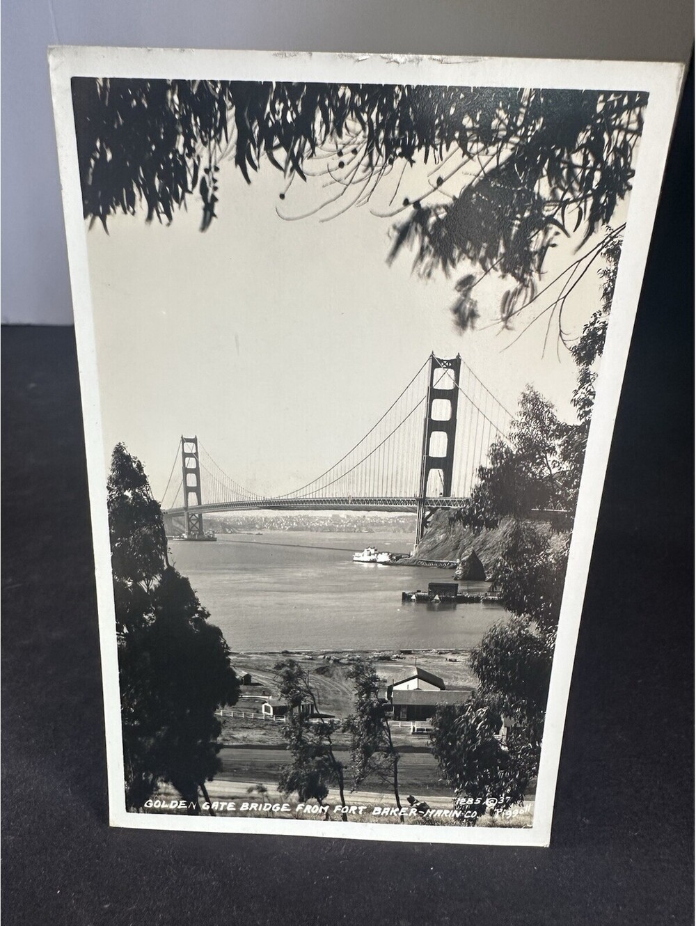 1938 Golden Gate Bridge Fort Baker RPPC San Francisco Expo Cancel Postcard